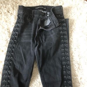 Express black rugged tie up jeans